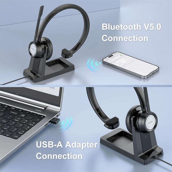 Noise Canceling Bluetooth Headset With Charging Base Noise Canceling Bluetooth Headset With Charging Base
