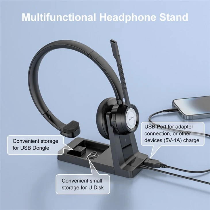 Noise Canceling Bluetooth Headset With Charging Base Noise Canceling Bluetooth Headset With Charging Base
